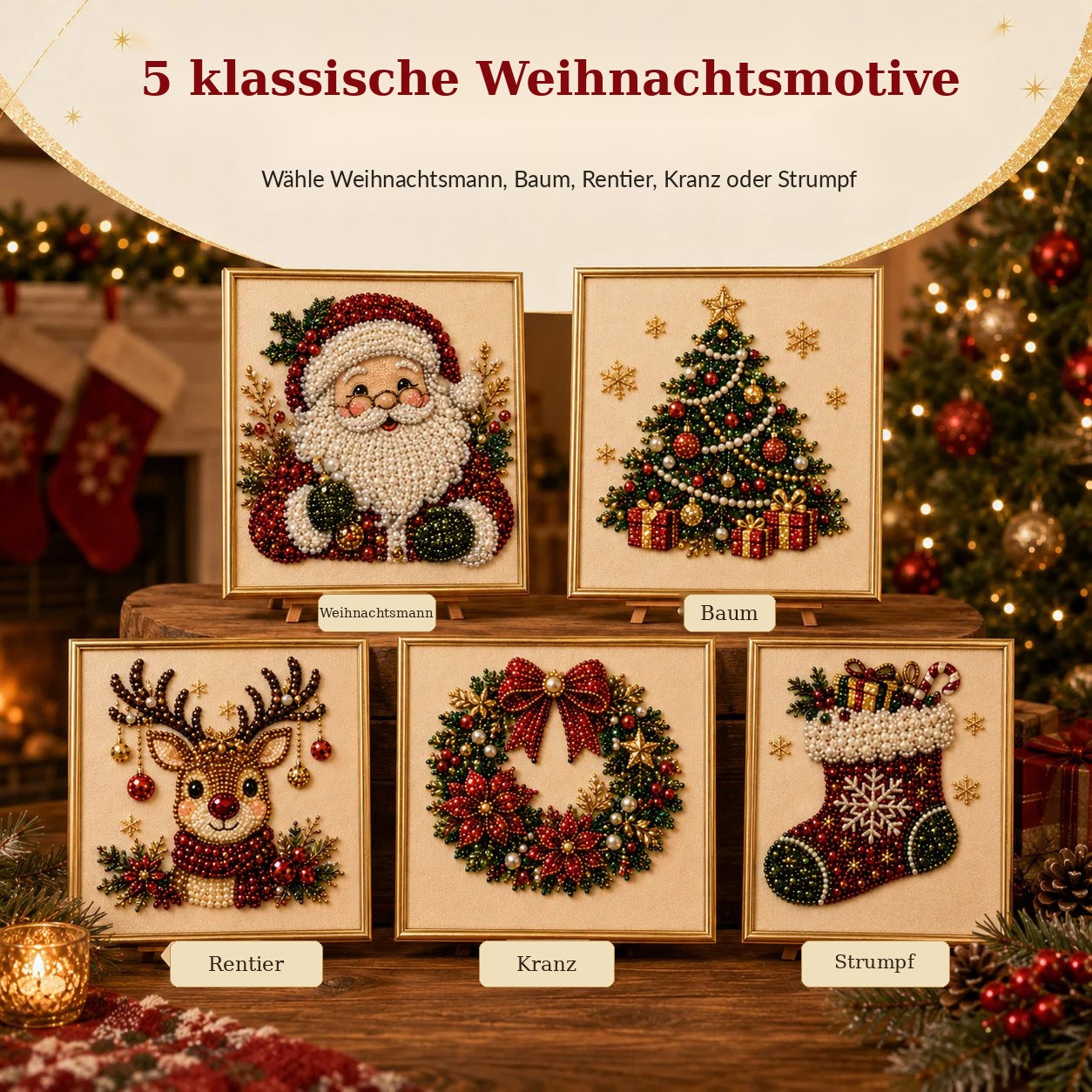 🧘Entspannend & Anfängerfreundlich - 🎨💎DIY-Weihnachts-Diamantmalerei-Set mit Rahmen