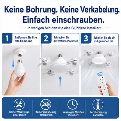 🌬️ SUMMER SALE 50% OFF 💡No-Wiring Ceiling Fan Light with Remote Control