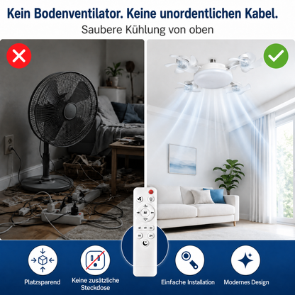 🌬️ SUMMER SALE 50% OFF 💡No-Wiring Ceiling Fan Light with Remote Control