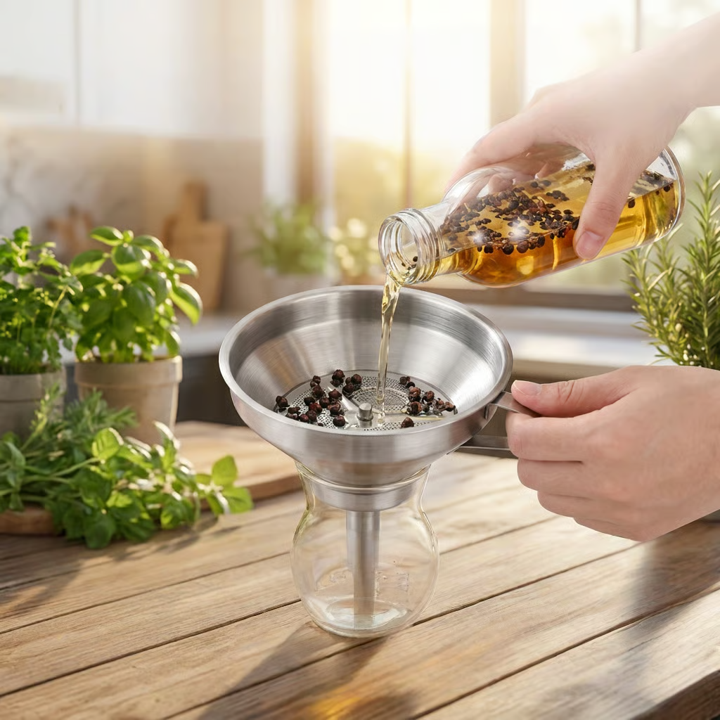 🔥50% OFF Today!🎉No-Mess Stainless Steel Kitchen Funnel Set with Strainer