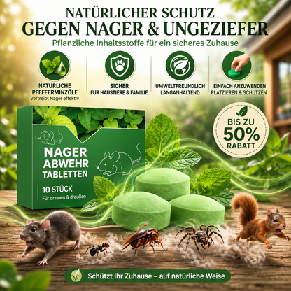🔥 Letzter Tag 50% Rabatt🟢 – Nager-Abwehr Tabletten mit Pfefferminzöl – 10er Pack