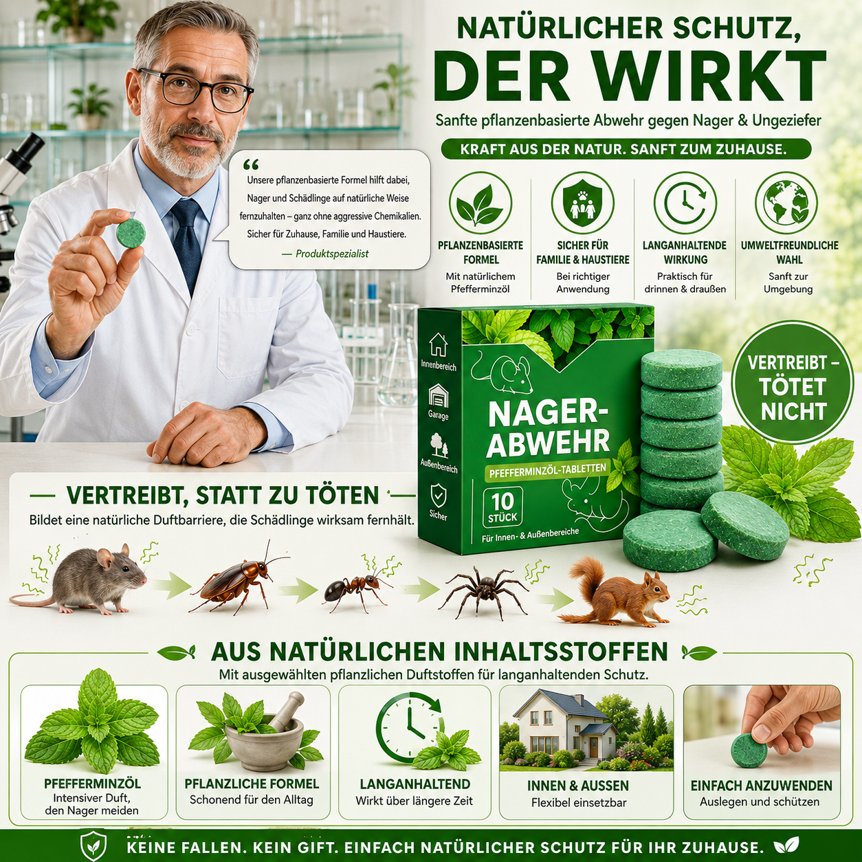 🔥 Letzter Tag 50% Rabatt🟢 – Nager-Abwehr Tabletten mit Pfefferminzöl – 10er Pack