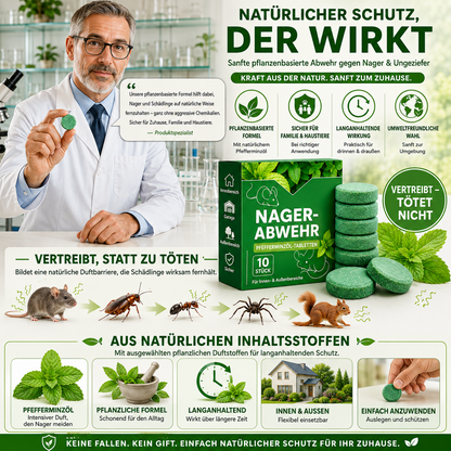 🔥 Letzter Tag 50% Rabatt🟢 – Nager-Abwehr Tabletten mit Pfefferminzöl – 10er Pack