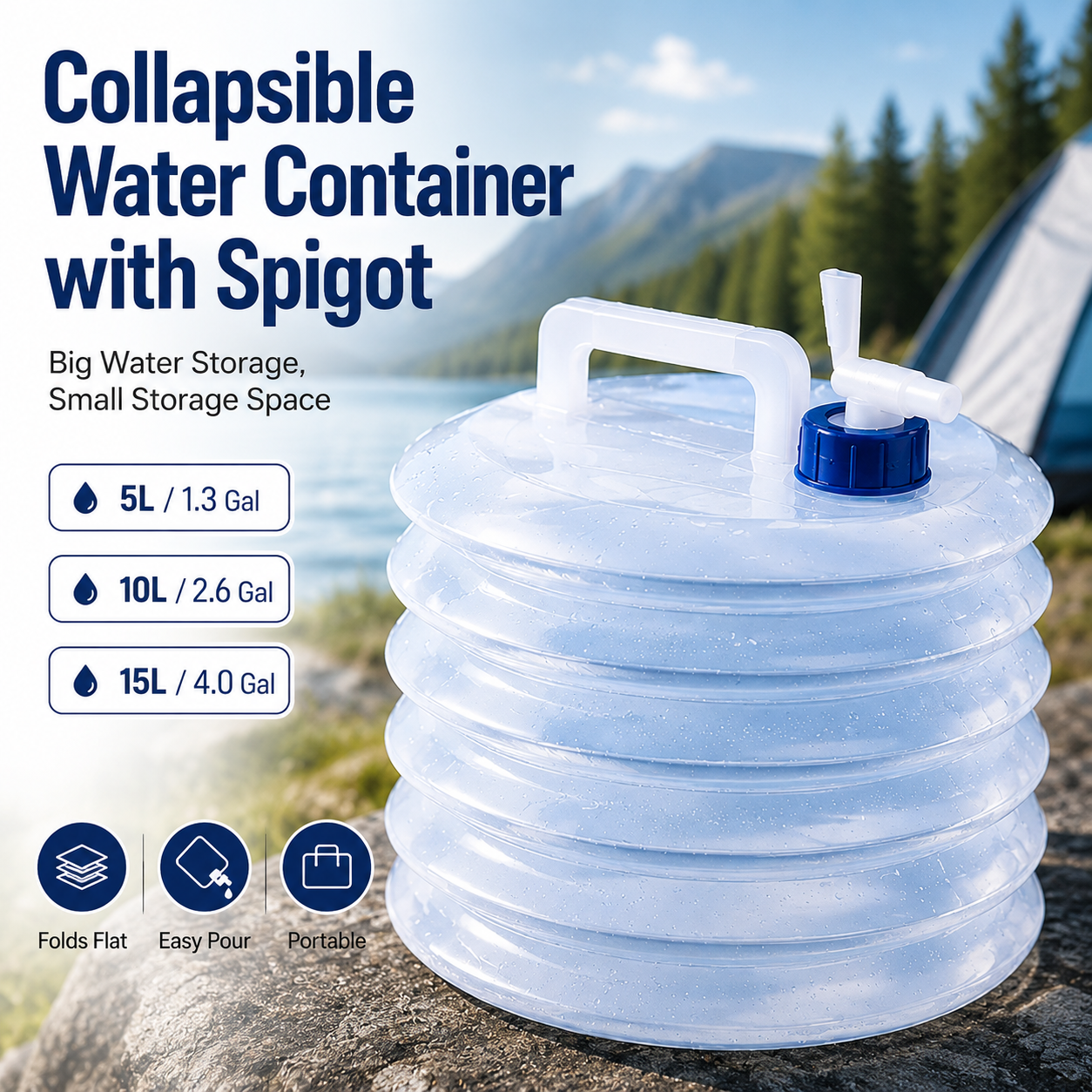 德☀️ Nur für kurze Zeit im Sommer: 50 % RABATT 💧 – Zusammenfaltbarer Wasserbehälter mit Auslaufhahn