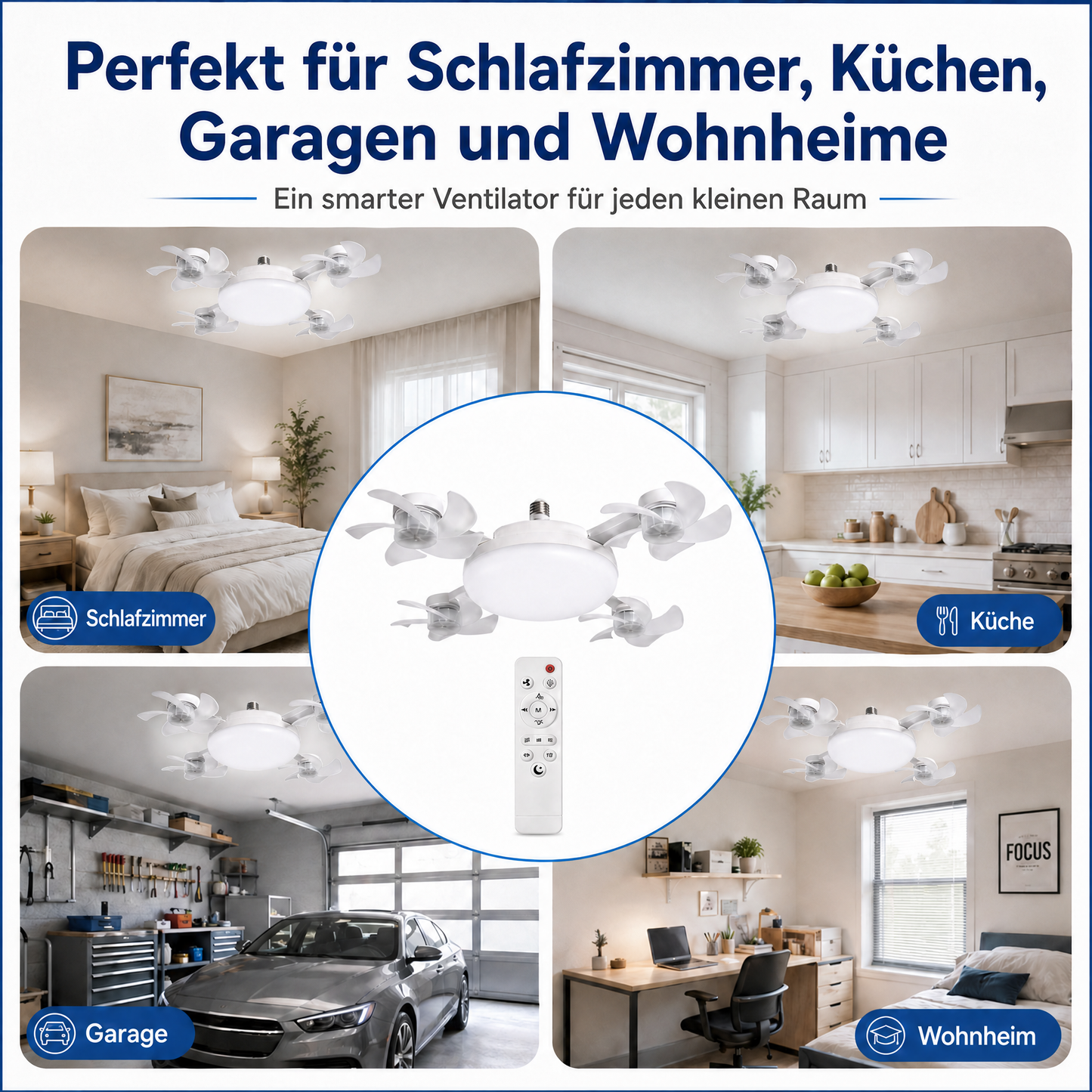 🌬️🌬️ 50 % Sommerrabatt 💡 Deckenventilator-Lampe mit Fernbedienung – ohne Bohren & ohne Verkabelung