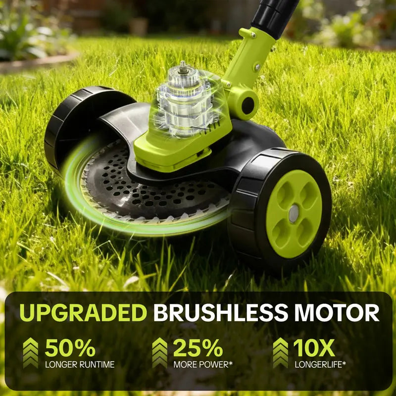 21V Cordless 3-in-1 Grass Trimmer, Edger & Mini Lawn Mower with 2 Batteries