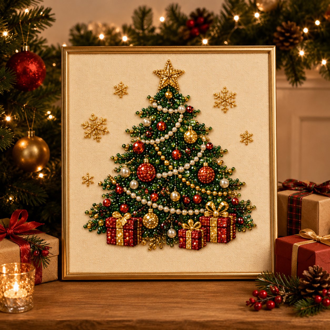 🧘Entspannend & Anfängerfreundlich - 🎨💎DIY-Weihnachts-Diamantmalerei-Set mit Rahmen