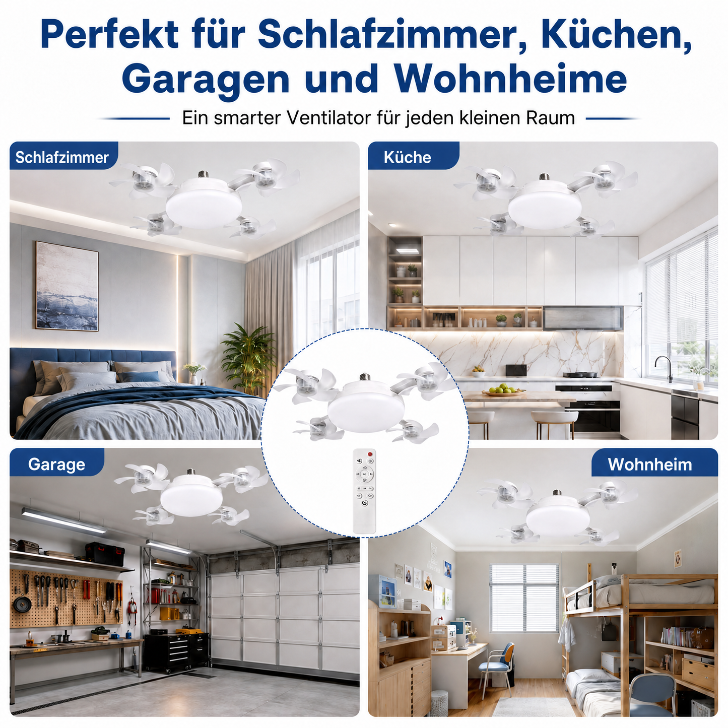 🌬️ SUMMER SALE 50% OFF 💡No-Wiring Ceiling Fan Light with Remote Control