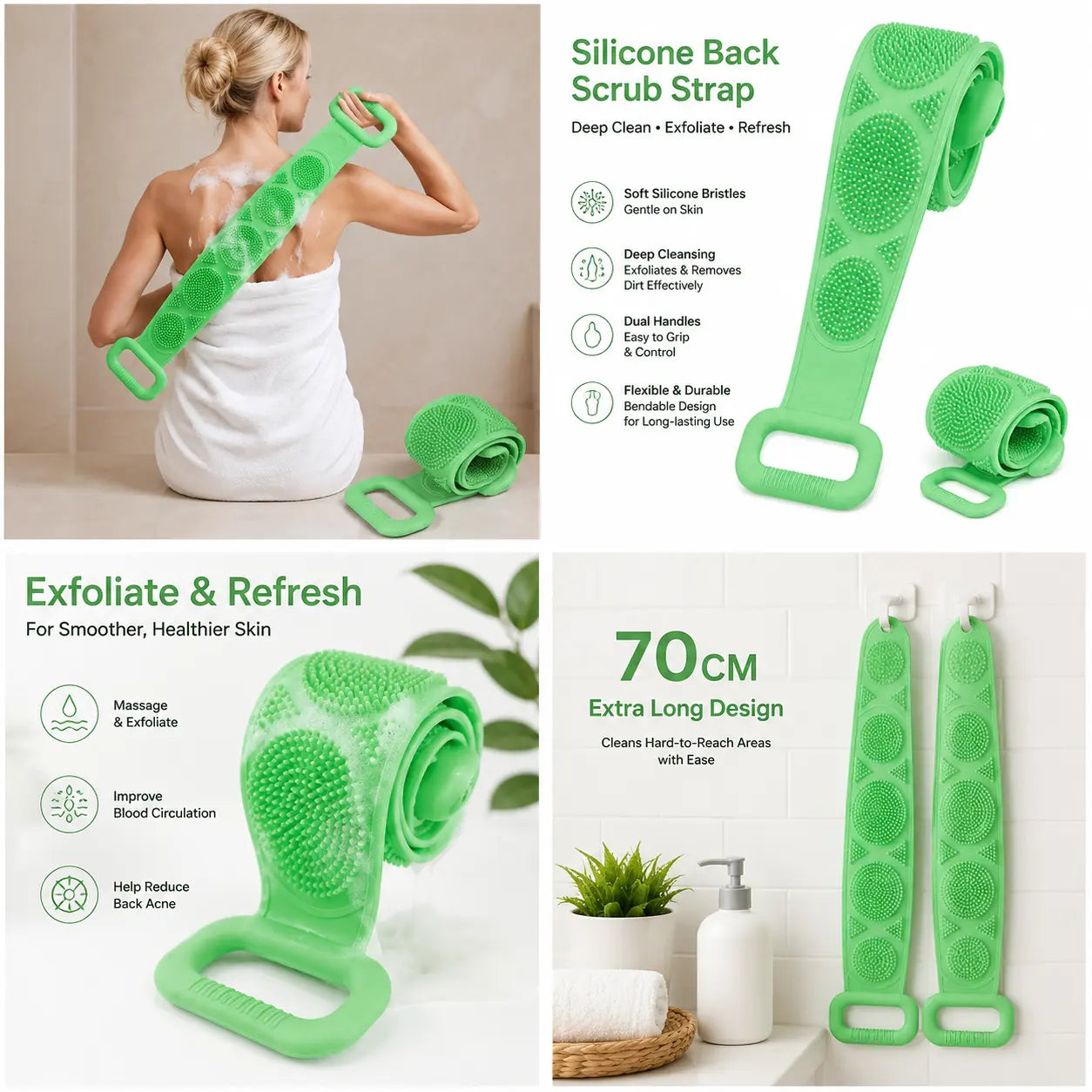 🛁Sommeraktion–nur für kurze Zeit 50% Rabatt💦 Doppelseitige Silikon-Rückenbürste mit Peeling-Effekt