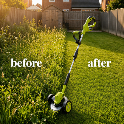 21V Cordless 3-in-1 Grass Trimmer, Edger & Mini Lawn Mower with 2 Batteries